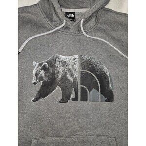 Mens The North Face Grizzly Bear Graphic Pullover Hoodie Large Gray